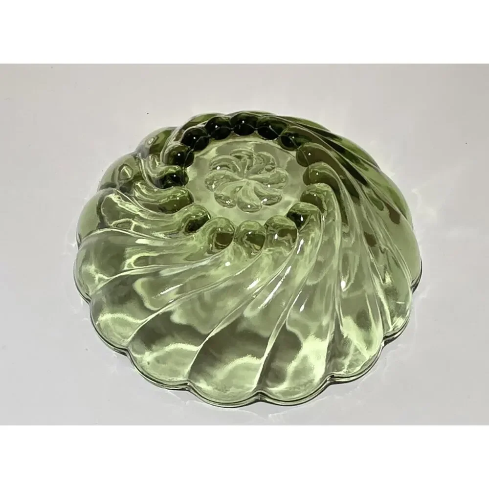 Vintage Hazel Atlas Swirl Green Glass Dish